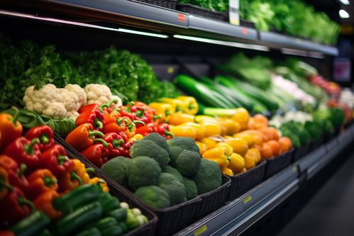 农产品新鲜蔬菜货架摄影图的艺术与商业价值
